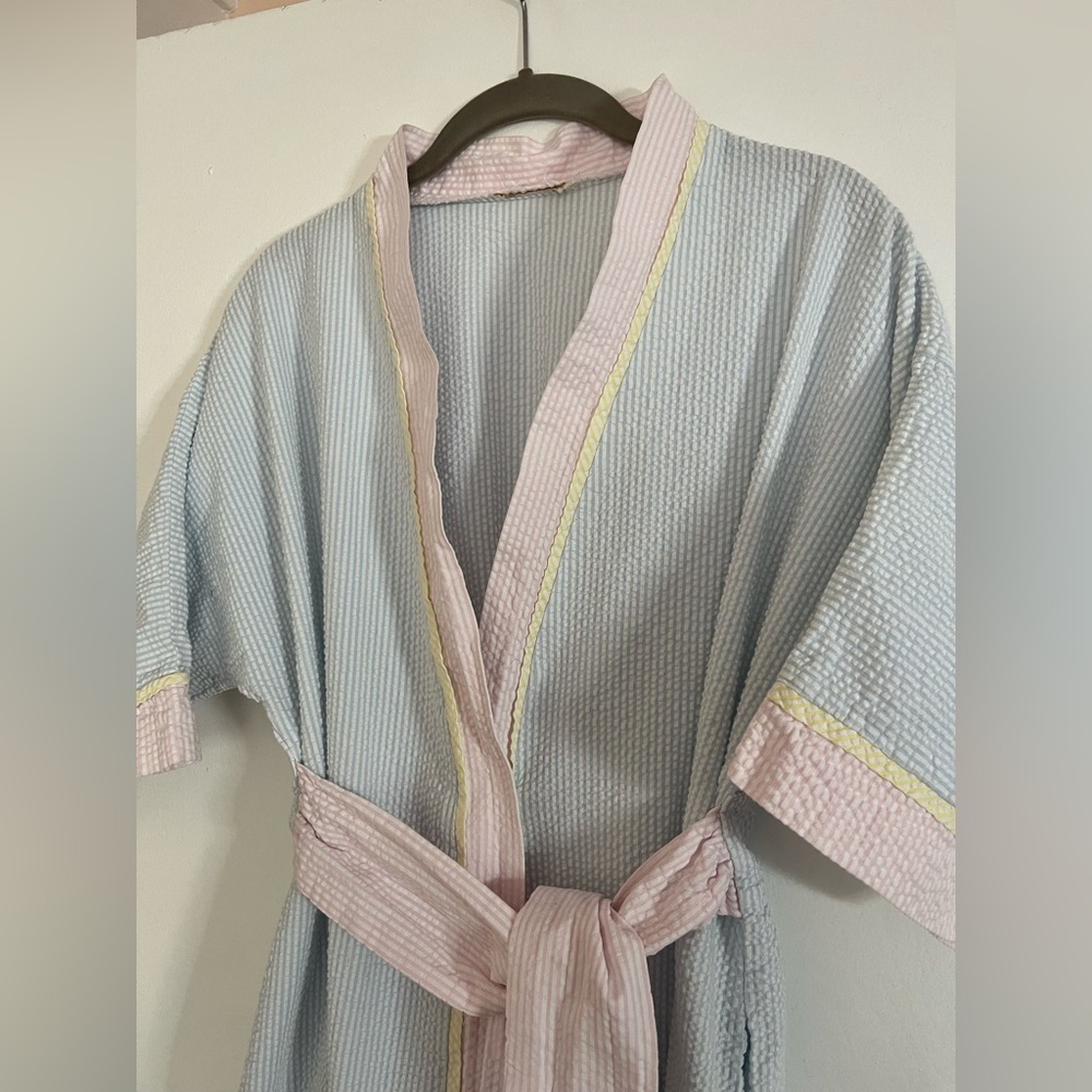 Vintage 3-color seersucker robe